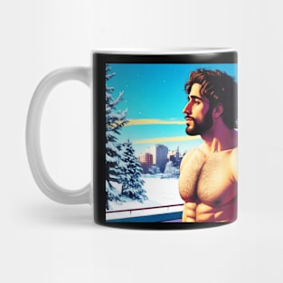 Winter Holiday Hunk 05 Shirtless Man Mug